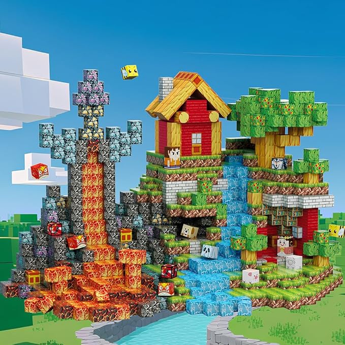 200pcs Magnetic Blocks, Magnetic Building Blocks Set, Kids Sensory Toy for Toddlers STEM Learning, Stacking Magnets for Kids，0.8" Large Size