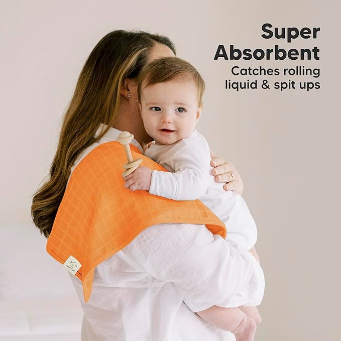 5-Pack Cotton Muslin Burp Cloths Baby Girls, Boys - Soft & Absorbent Spit Up Burp Rags, Large Muslin Towel, Cotton Wash Cloths for Babies, Newborn, Infant, No Shrink, Durable, Neutral (Sahara)