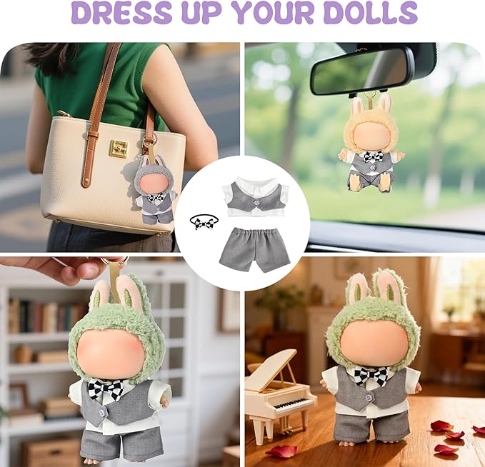 17cm Doll Clothes & Accessories Set，Luxe Groom Doll Clothes，White Shirt, Tailored Trousers and Timeless Bowtie- for Ceremonies, Displays, Collectors & Gifts/Wedding Dress/Sweet Meadow