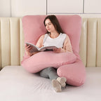 Amagoing Cooling Pregnancy Pillow for Sleeping, U Shaped Maternity Full Body Pillow for Women with Hip, Leg, Back Pain Support, Removable Cooling Cover Included (Pink)