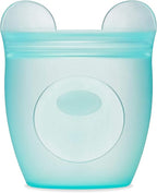 Zip Top Reusable 100% Silicone Baby + Kid Snack Containers - The only containers that stand up, stay open and zip shut! No Lids! Made in the USA - Teal Bear