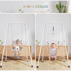 Baby Jumper with Toddler Swing, Baby Jumpers and Bouncers,Indoor Outdoor Toddler Swing Set (White)