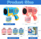 EagleStone 2 Pack Bubble Gun Machine for Kids, Automatic Light Up Bubble Blower with 4 Bottles 10 Bags Refill Solution, Bubble Guns Blaster for Toddlers, Outdoor Toys Gifts, Wedding Easter Party Favor