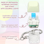 Keyboard Fidget Toys for Adults Keyboard Clicker with LED Light Keychain Fidget Sensory Fun Toys for Anxiety Decompression (Green, 1P)