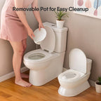 2-in-1 Toddler Potty Training Toilet - Larger Potty Chair & Detachable Training Seat for Boys & Girls Ages 1-3 with Flushing Sound, Wipes Storage, Toilet Paper Holder