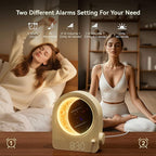 Sunrise Alarm Clocks for Bedrooms, Stepless Dimmable Moon Lamp Dual Alarm Clock Wake Up Light with 12Levels Volume for Heavy Sleepers, 10 Natural Sounds with 30/60/90min Timer Night Light