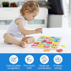 Aile Toddler Wooden Preschool Learning Alphabet Peg Puzzle Board Toys