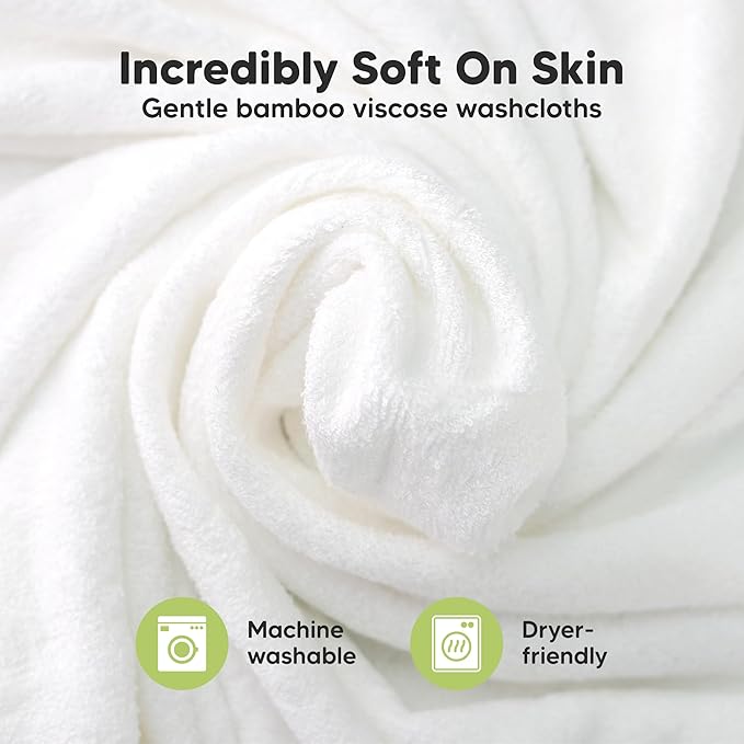 6-Pack Baby Washcloths - Soft Absorbent Viscose from Bamboo Wash Cloths for Babies, Kids, Toddlers, Infant, Newborn Bath Towels, Gentle on Sensitive Skin, 10x10 Reusable Face Towels (Aegean Blue)