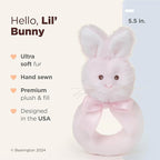 Bearington Baby Lil’ Bunny, 5.5 Inch Pink Soft Stuffed Easter Bunny Rattle, Baby Easter Gifts - Newborn Toy