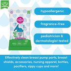 Dapple Baby Breast Pump Wipes, Powered by Plants, Hypoallergenic, Removes Milk Residue, No Rinse, Fragrance Free, 25 Count (Pack of 3)