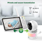 LeapFrog LF915-2HD Baby Monitor, 2 Cameras, 5” 720p Screen, 360° Pan-Tilt-Zoom, Color Night Vision, Night Light, Two-Way Intercom, Secured Transmission No WiFi