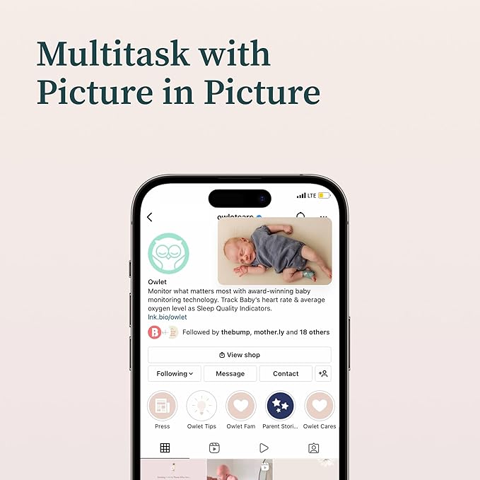 Owlet Dream Duo – FDA-Cleared Smart Baby Monitor with Sock & HD Video Cam 2K HD Video, Cry & Motion Alerts, Temp Monitoring