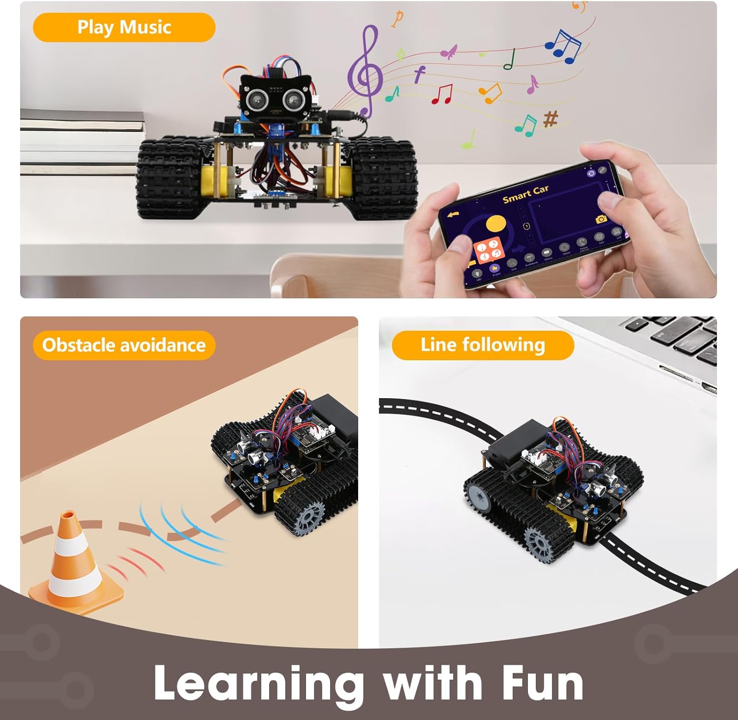 Robotics Kit for Kids Ages 8–12, Smart Robot Tank Car Compatible with Arduino & Scratch, STEM Toys for Boys Ages 8–12, App & Remote Control, Birthday Gift for Boys, Girls and Adults