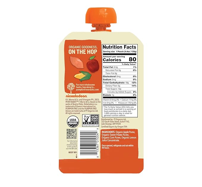 Pumpkin Tree Peter Rabbit Organics, Apple, Sweet Potato, and Corn, 4.4 Ounce (Pack of 10)