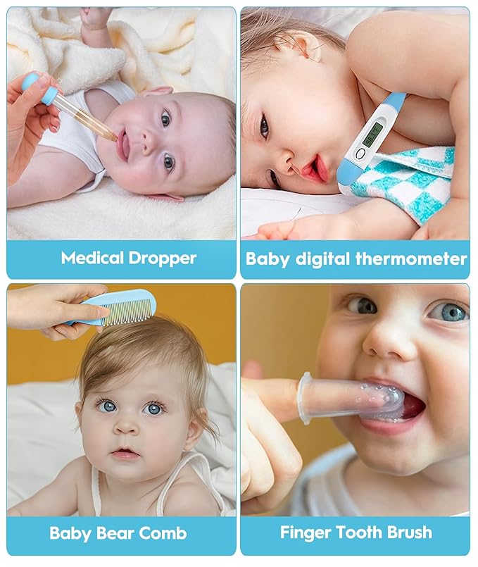 Baby Healthcare and Grooming Kit, Safety Newborn Nursery Baby Care Kit, with Hair Brush Comb, Nail Clipper, Thermometer, Pacifier Clip, Baby Registry Search, Baby Girl Boy Newborn Essentials