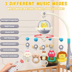 Baby Crib Mobile with Night Lights and Music,Hanging Mobile for Crib Bassinet with Rotation, Projection,Remote Control,Babies Crib Toys for Nursery Newborn Infant Boys Girls (Gray)