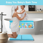 Bath Kneeler and Elbow Rest Pad, Thick Quick Dry Kneeling Mat, Large Bathtub Pad with Toy Organizer for Baby Bathing (Blue)