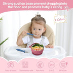 2 Pack Stainless Steel Baby Bowls with Suction, Toddler Bowls with Removable Silicone Shell for Kids, Non-Slip Toddler Baby Feeding Set Dishwasher Safe-Gray & Red