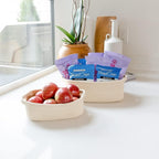 NaturalCozy 5-Piece Rectangle Storage Basket Set- Natural Cotton Rope Woven Baskets for Organizing! Small Basket for Montessori, Baby Nursery, Dog Toy Baskets, Cat Toy Box, Bathroom Organization Bin