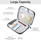 RFID Passport Wallet for Women/Men,Tote Passport Holder for Travel Family,Portable Travel Premium Wallets,Waterproof Passport Holders Bag,Travel Document Organizer Credit Cards Case(Black-Large)