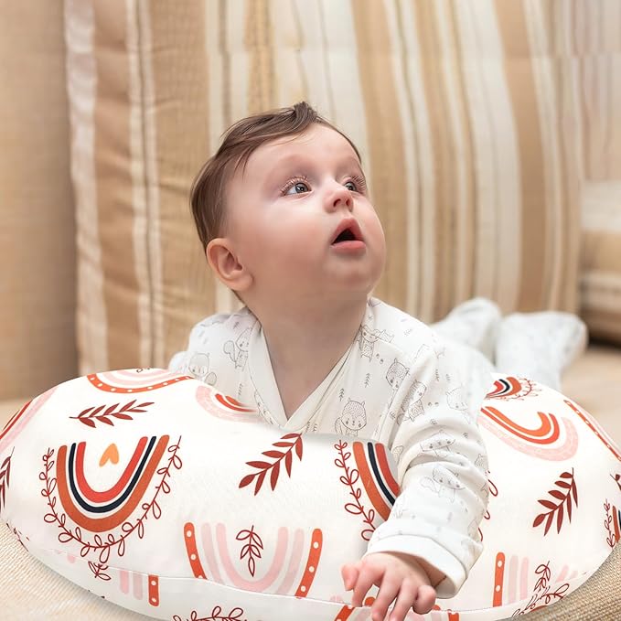 Pea Pod Nursing Pillow Cover Soft & Stretchy Removable Slipcover for Breastfeeding Pillows, Comfortable Nursing Pillow Case for Newborn, Snug Fit, Washable Feeding Pillow Slipcovers in Boho Rainbow