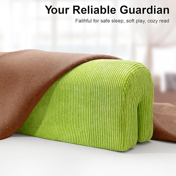 Bed Rail Bumpers Protector, Hospital Bed Rails Padding, Loft Beds and Bunk Beds Bumpers Protector, Premium Soft Memory Foam - Anti-Bump | Fall Prevention, Size 35.4 x 5.5 x 7.9 Inches, Green