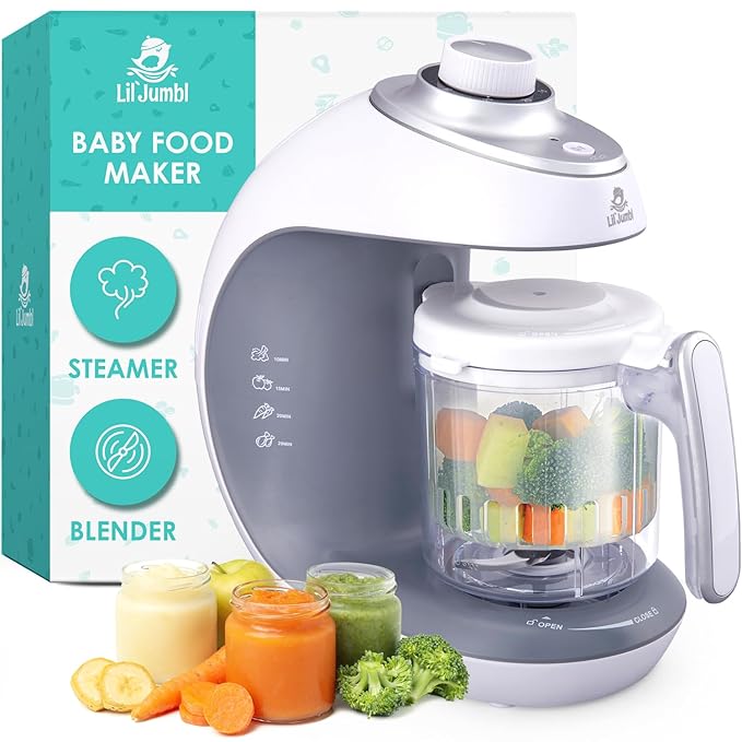Lil’ Jumbl - Baby Food Maker Steamer and Blender - Puree Blender with Timer, One-Press Processor & Auto Shutoff, Cook & Steam Fruits, Veggies & Other Healthy Homemade Infant & Toddler Meals in Minutes