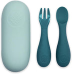 Baby Cutlery with Case, Baby Spoon & Fork Set, Baby Cutlery for Babies, First self Feeding Cutlery, Silicone Baby Spoon & Fork, 6 Months Plus, (Blue)