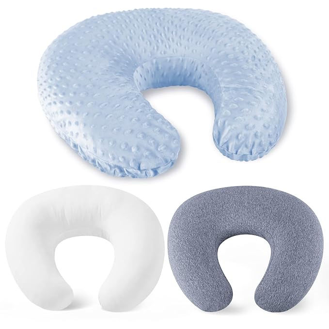 Nursing Pillow for Breastfeeding and Bottle Feeding Pillow, Support for Mom and Baby, with 2 Removable Machine Washable Cover, Ergonomic Breastfeeding Pillow (Blue)
