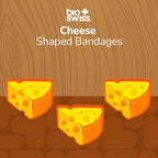 BioSwiss Bandages, Cheese Shaped Self Adhesive Bandage, Latex Free Wound Care, Fun First Aid Kit Supplies for Kids and Adults, 24 Count