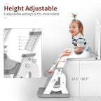 Potty Training Seat, Upgrade 2 in 1 Potty Training Toilet for Toddler, Toddler Toilet Seat for Boys Girls with Splash Guard, Anti-Slip Pad and Step Stool (Grey)