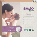 Bambo Nature Hypoallergenic Baby Diapers, Eco-Labelled Sustainable Diapers, Enhanced Leakage Protection, Totally Chlorine-free, Skin Friendly, and Super Absorbent - Size 1 (216 Count)