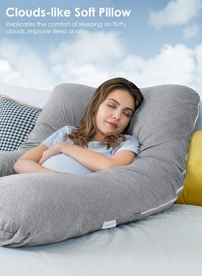 QUEEN ROSE Pregnancy Pillows, Cooling U Shaped Body Pillow for Sleeping, Maternity Pillow for Pregnant Women, with an Extra Cotton Pillowcase