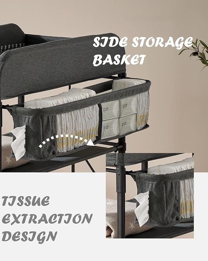 BEKA Diaper Changing Station, Portable Changing Table for Baby, Waterproof, Folding Portable Changing Station, Adjustable Height w/Organizer, Mobile Nursery Diaper Changing Table for Baby, Newborn