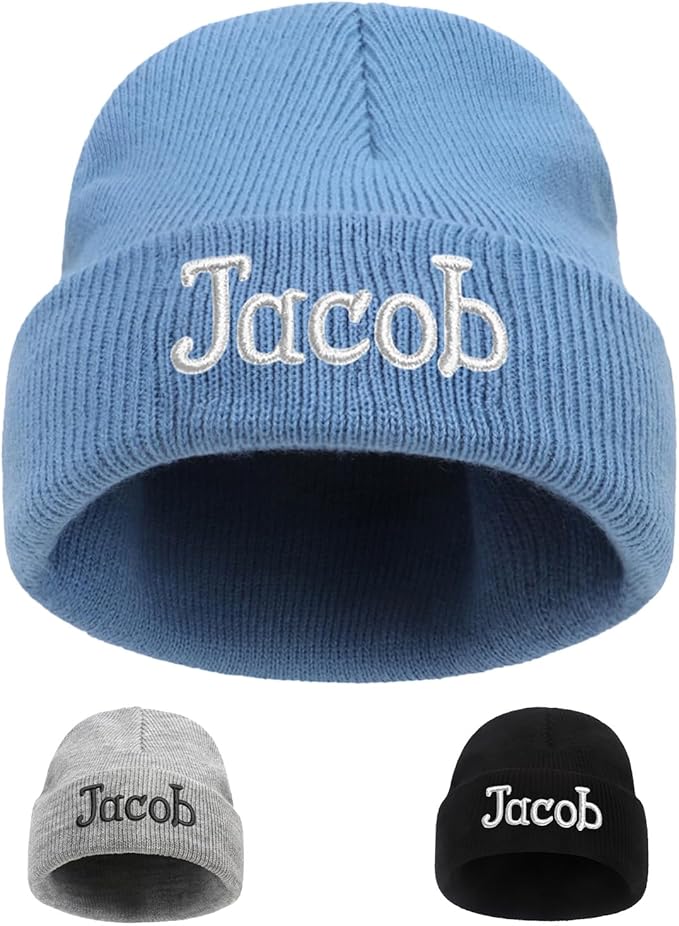 Custom Beanie Hats for Baby Girls Boys - Personalized Embroidered Beanies with Name for Infants Toddlers Adults