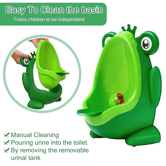 Urinal for Toddlers Boys with Frog Funny Aiming Target,Frog Urinal Potty Training (CrownFrog)