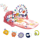 dearlomum Baby Play Mat Baby Gym,Funny Play Piano Tummy Time Baby Activity Mat with 5 Infant Sensory Baby Toys, Music and Lights Boy & Girl Gifts for Newborn Baby 0 to 3 6 9 12 Months (Pink)