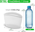 Premium Platinum Silicone Reusable Food Storage Bag 2.1 Cup (17 fl oz), Airtight Zip Lock Bags for Food, BPA-Free Silicone Freezer Bags, Microwave Safe Sous Vide Container, White