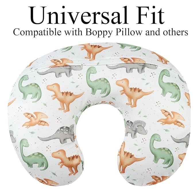 Nursing Pillow Cover Set 3 Pack Nursing Pillow Slipcovers for Moms Breastfeeding Moms, Ultra-Soft Stretchy Fit Standard Nursing Pillows Sun/Forest Deer/Dinosaur