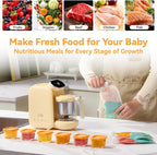 Chefhandy Baby Food Maker, Steamer & Blender with Stainless Steel Basket, Puree Maker with Auto/Manual Blend, Bottle Warmer & Sterili-zer, Safe & Easy-to-Clean Compact Baby Food Processor (Yellow)