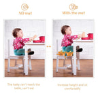 Toddler Booster Seat for Dining Table Kitchen Chair, Stronger Support Double Safe Straps Portable Booster Seat Dining Toddler, High Cushion for Travel Home with Non-Slip Bottom (Orange)