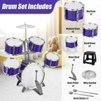 Kids Jazz Drum Set Rock Kit Toys for 3-7 Year Olds - 5 Piece Toddler Band Musical Instrument Educational Percussion Birthday Playset