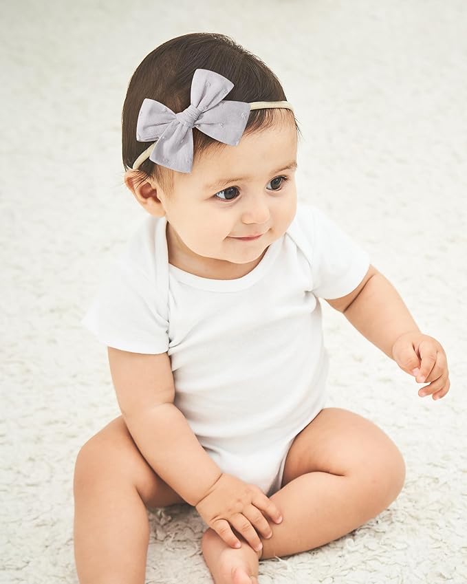 doboi 10PCS Baby Girls Headbands Hair Bows Nylon Linen Hairbands Handmade Hair Accessories for Newborn Infant Toddlers Little Girl and Kids