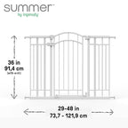 Ingenuity Decorative Extra Tall Baby Gate & Dog Gate, 28.5"-48" Wide, 36" Tall, Hardware or Pressure Mounted, Install on Top or Bottom of Stairs, Banister, or Doorway - White