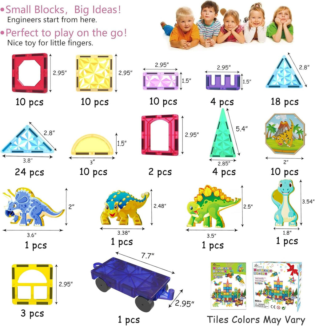 Jasonwell 110PCS Magnetic Tiles Building Blocks Set for Boys Girls Preschool Educational Magnet Construction Kit Stacking STEM Toys Christmas Birthday Gifts for Kids Toddlers 3 4 5 6 7 8 9 + Year Old