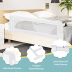 BABY JOY Double Sided Bed Rail Guard, 2 Pack, Extra Long, Swing Down for Convertible Crib, Folding Baby Safety Bedrail for Kids Twin Full Size Queen King Mattress, Rails for Toddlers (White, 60")