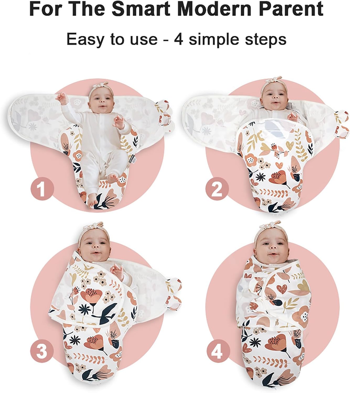 HOUSBAY 100% Cotton Baby Swaddle Sleep Sacks for Newborn Swaddling Blankets Adjustable 2-Way Zipper 1 Pac (Red Flower, Medium/Large | 3-6 Months)