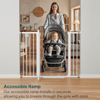 Cumbor 36" Extra Tall Baby Gate for Stairs, 29.7-48" Wide Dog Gates for Doorways, Auto Close Safety Gate for Babies and Pets, Easy Install, Pressure Mounted, Fits Doorways, Stairs, Entryways, White