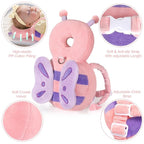 Baby Head Protection Backpack with Leash, Cute Toddler Protector Padded Pillow Carrier with Anti Lost Wrist Link for Crawling Walking, Butterfly Kid Harness Infant Cushion Pad for 6-18 Months Girls