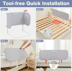 Ciilee Baby Bed Rail for Toddlers Portable Travel Kids Beds Guard Rails for Queen Bed Foldable Children Side Railing for Twin Beds Adjustable Bedrail Barandas para Camas de Niños（Grey,48in